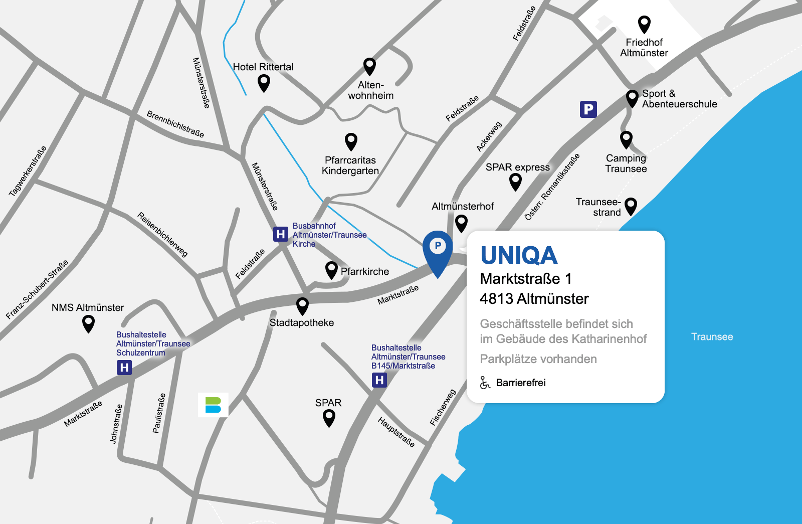 Eine detaillierte gezeichnete Karte der UNIQA Generalagentur Top³